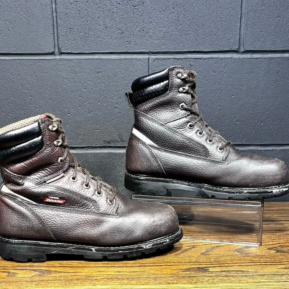 Dickies Steel Toe Work Boots Men’s 10 Brown Leather ASTM F2413 EH